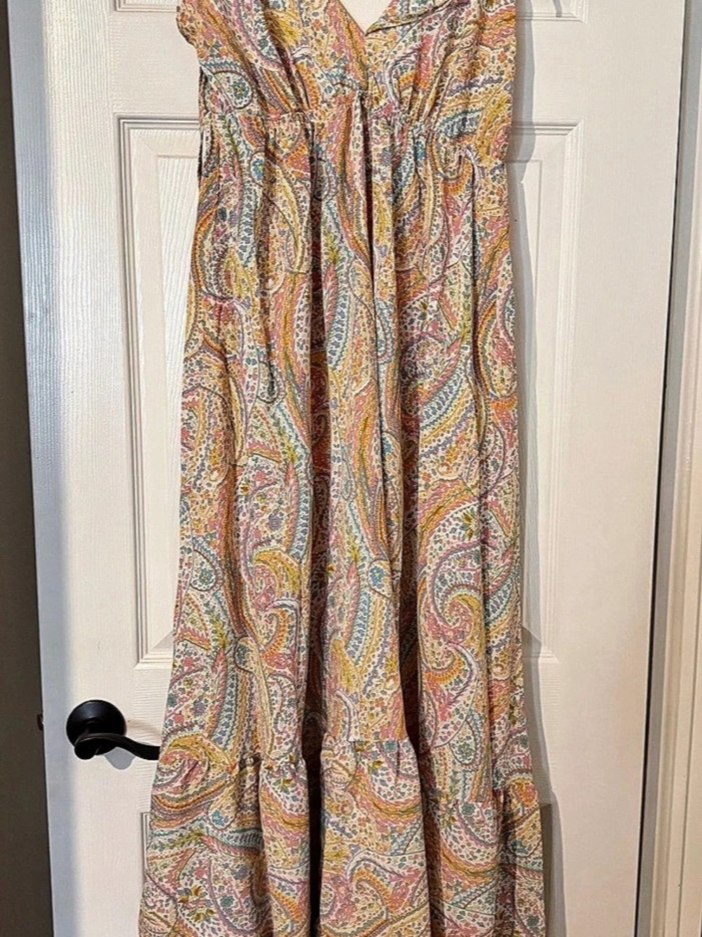 Paisley Maxi Dress in Orange & Blue Like New